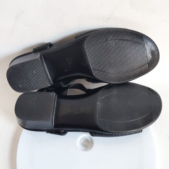 SAS Suntimer Patent Leather Tripad Comfort Black Croc Print Sandals 8.5 $155 USA - Picture 10 of 11